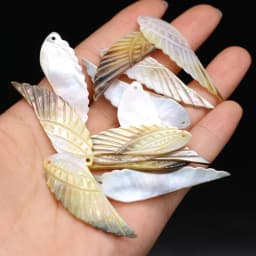3PC Fashion Natural Shell Angel Wings Charms Black Mother of Pearl Shell Pendant for Women Necklace Earring Jewelry Making Gift