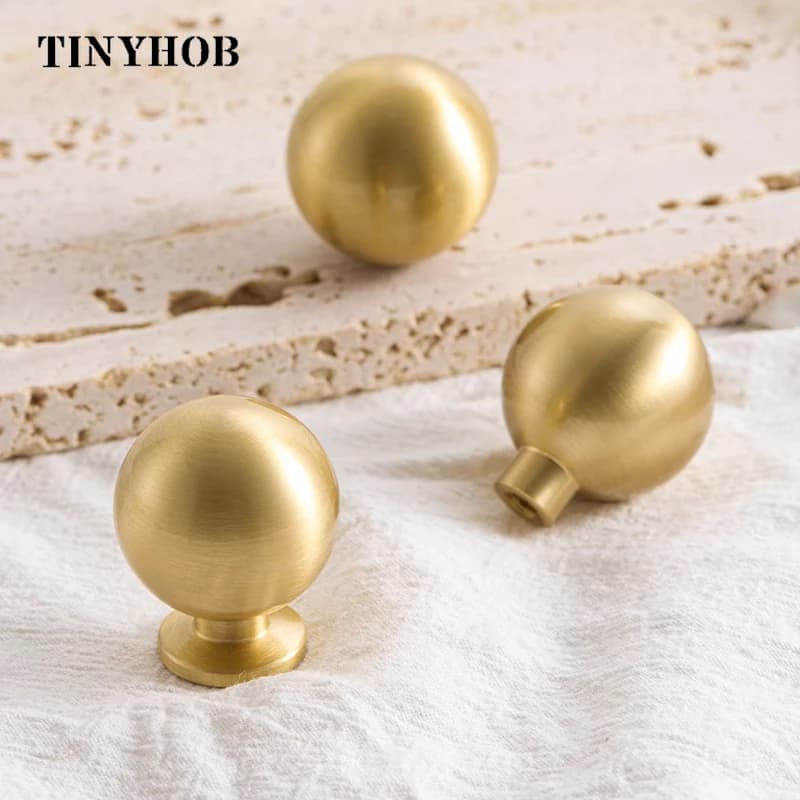 Tinyhob Round Ball Dresser Knobs Drawer Pulls Handles Gold Furniture Handles for Cabinets and Drawers Knobs Wardrobe Pulls