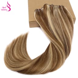 Real Beauty Straight Hair Weave Bundles 14"-28" Hight Ratio Remy Hair Extensions Platinum Blond Brazilian Brown Piano Color