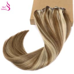 Real Beauty Straight Hair Weave Bundles 14"-28" Hight Ratio Remy Hair Extensions Platinum Blond Brazilian Brown Piano Color