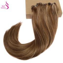Real Beauty Straight Hair Weave Bundles 14"-28" Hight Ratio Remy Hair Extensions Platinum Blond Brazilian Brown Piano Color