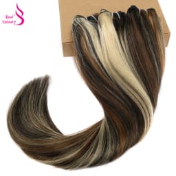 Real Beauty Straight Hair Weave Bundles 14"-28" Hight Ratio Remy Hair Extensions Platinum Blond Brazilian Brown Piano Color