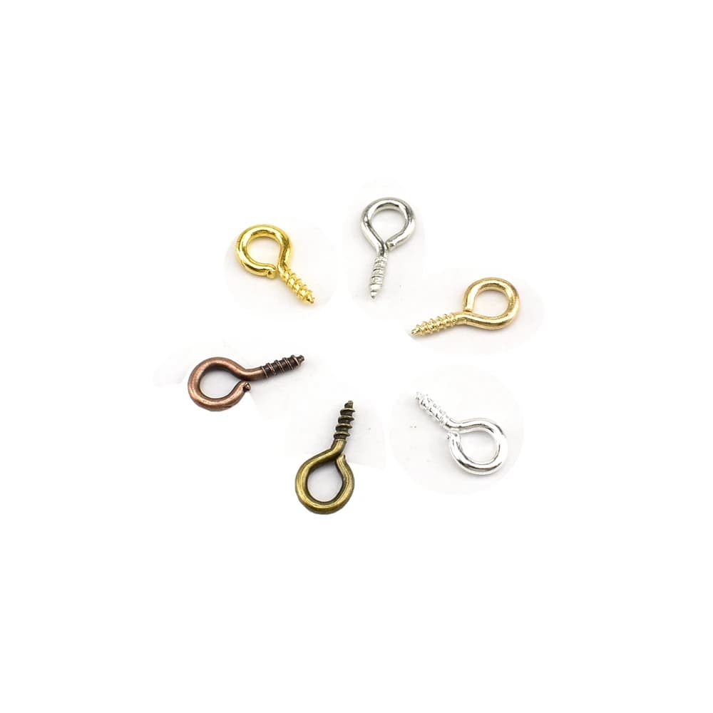 100-200Pcs/lot 4-6mm Screw Eye Pins Bails Charms Pendant Thread Eye Hooks Clasps For Jewelry Making Supplies