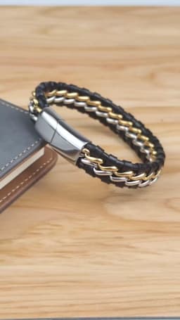 2021 Blue Stone Bracelet Genuine Blue Leather Braided Bracelet Stainless Steel Magnetic Clasp Tiger Eye Bead Bangles Men Jewelry