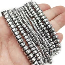 Natural Stone Flat Cylinder Hematite Silver Color Spacer 3/4/6/8MM Charm Loose Beads For Jewelry Making DIY Bracelet Findings