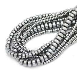 Natural Stone Flat Cylinder Hematite Silver Color Spacer 3/4/6/8MM Charm Loose Beads For Jewelry Making DIY Bracelet Findings