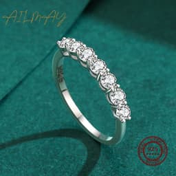 Ailmay 100% 925 Sterling Silver Stackable Round Dazzling Cubic Zirconia Rings for Women Wedding Engagement Jewelry Gift