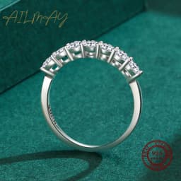 Ailmay 100% 925 Sterling Silver Stackable Round Dazzling Cubic Zirconia Rings for Women Wedding Engagement Jewelry Gift