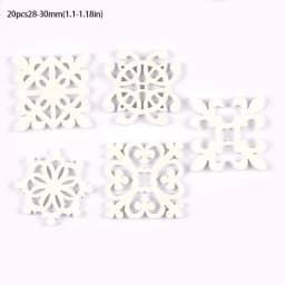 20Pcs 28-30mm white Wood Crafts DIY Scrapbooking Handmade Accessory Flower Lace Pattern Wooden Ornaments Home Decor Arts m2264