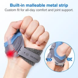 VELPEAU CMC Thumb Brace with Shape-memory Restriction Splint, Thumb CMC Joint Stabilizer for Thumb Basal Arthritis Pain