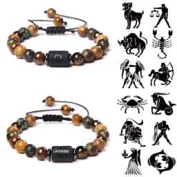 12 Zodiac Beads Charms Matte Black Onyx Constellation Beads Cylinder Pendant For DIY Making Jewelry Findings Bracelets Neckalces