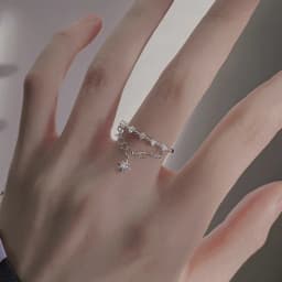CIAXY Silver Color Double-layer Chain Rings for Women Charming Zircon Star Open Ring Luxury Jewelry Anillos Mujer