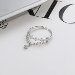 CIAXY Silver Color Double-layer Chain Rings for Women Charming Zircon Star Open Ring Luxury Jewelry Anillos Mujer