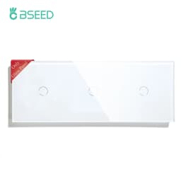 BSEED Triple EU Standard Wall Glass Panel 3/6/9Gang Touch Switch Crystal Panel With Metal Frame DIY Part 228mm