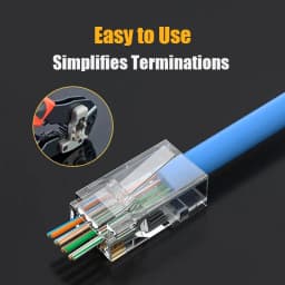 ZoeRax RJ45 CAT6 Pass Through Connectors 1.1mm hole Gold Plated 8P8C Modular Ethernet Network Cable Plug End for Cat6 Cat5e