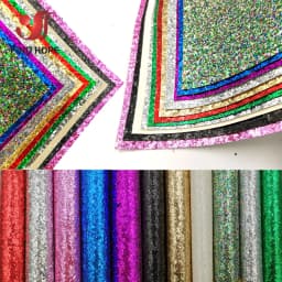 A4 Sequin Chunky Glitter Vinyl PU Faux Leather Sewing Fabric Shiny Iridescent Bow Craft DIY Earring Handmade Patchwork Material