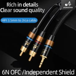 HIFI 3.5 mm to 2RCA Audio Cable 6N OFC HiFi Phone Computer to Amplifier Audio Cable AUX RCA Jack 3.5 Y Splitter Cable