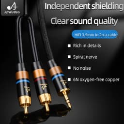 HIFI 3.5 mm to 2RCA Audio Cable 6N OFC HiFi Phone Computer to Amplifier Audio Cable AUX RCA Jack 3.5 Y Splitter Cable