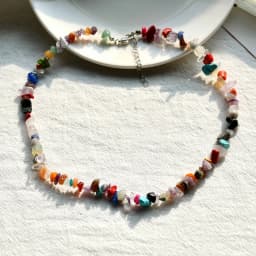 Natural Irregular Stone Crystal Necklace Bohemian Spring/Summer Beach Style