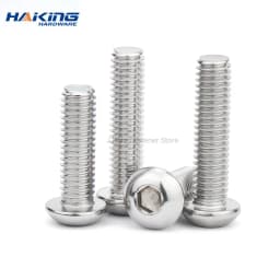 3/10/55pcs M2 M2.5 M3 M4 M5 M6 M8 M10 304 Stainless Steel Hexagon Hex Socket Button Head Screw Bolts Round Head Screw ISO7380