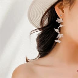 Korean Temperament Flower Elegant And Fresh Long Zircon Earrings Flowers Stud Earrings For Women Vintage Earrings Fine Jewelry