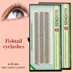 IGUIONSS 3 Rows 123 Bundles Natural Fan Eyelashes Single Cluster Self-Grafting Fishtail Mink Eyelash Long Lasting Natural C Curl
