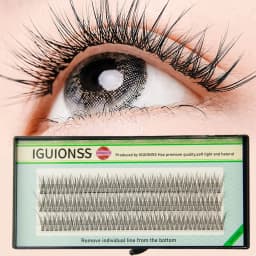IGUIONSS 3 Rows 123 Bundles Natural Fan Eyelashes Single Cluster Self-Grafting Fishtail Mink Eyelash Long Lasting Natural C Curl