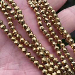 Color Retention Gold Plated Natural Hematite Beads Faceted Round Loose Rondelle Beads For Jewelry Making DIY Bracelet 2/3/4mm