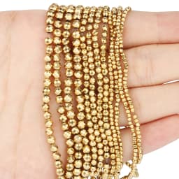 Color Retention Gold Plated Natural Hematite Beads Faceted Round Loose Rondelle Beads For Jewelry Making DIY Bracelet 2/3/4mm