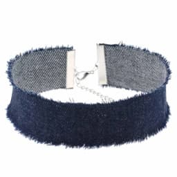 Unisex Punk Wide Denim Chokers Necklaces for Women Men Simple Gothic Collar Necklaces Black Blue Fashion Jewelry Wholesale Gift