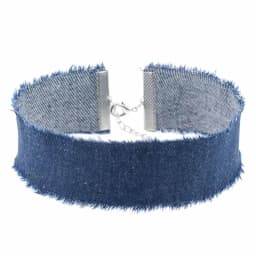 Unisex Punk Wide Denim Chokers Necklaces for Women Men Simple Gothic Collar Necklaces Black Blue Fashion Jewelry Wholesale Gift