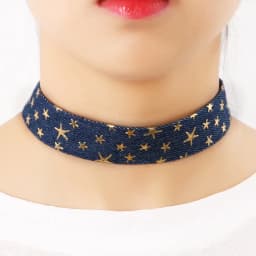 Unisex Punk Wide Denim Chokers Necklaces for Women Men Simple Gothic Collar Necklaces Black Blue Fashion Jewelry Wholesale Gift