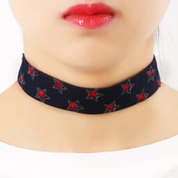 Unisex Punk Wide Denim Chokers Necklaces for Women Men Simple Gothic Collar Necklaces Black Blue Fashion Jewelry Wholesale Gift