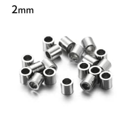 150pcs Stainless Steel Tube Crimp End Beads Clip Gold Color Foldover Stopper Spacer Bead for DIY Jewelry Making Bulk Wholesale