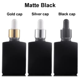 1x 3x 30ml 50ml 100ML Flat Square Glass Dropper Bottle Transparent Glass Bottle Bamboo Cap, Golden Cap, Rose Gold Cap, Black Cap