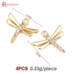 18K Gold Color Brass Dragonfly Charms Pendants High Quality Diy Jewelry Making Supplies Necklace Earrings Accessories for Women