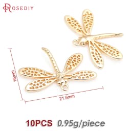 18K Gold Color Brass Dragonfly Charms Pendants High Quality Diy Jewelry Making Supplies Necklace Earrings Accessories for Women