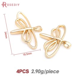 18K Gold Color Brass Dragonfly Charms Pendants High Quality Diy Jewelry Making Supplies Necklace Earrings Accessories for Women