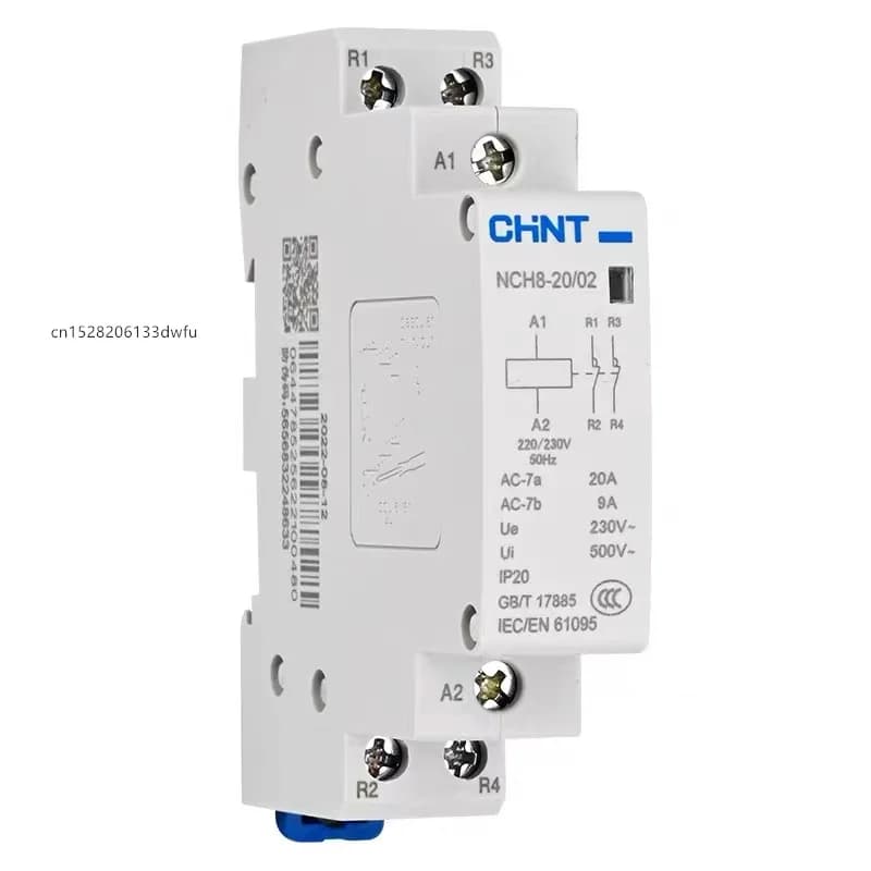 Original CHINT NCH8-20A 25A 40A 63A Modular AC household Mini Contactor 220V 230V 400V 1NO 1NC 2NO 2NC 4NO NCH8 Cable Sleeves
