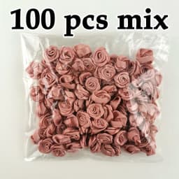 (100 Pcs/pack) 10*10mm Mini Fresh Pink Ribbon Flowers Small Size Satin Ribbon Artificial Flower Craft Festive Party Decoration