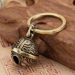 Brass Gourmet Bell Keychain Facebook Golden Toad Dragon Head Key Chain Pure Copper Keychain Bell Braided Rope Pendant DIY Pet