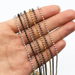 5pcs 1.5 2.0 2.4mm Length 65cm Gold Bronze Silver Colors Plated Ball Beads Chain Necklace Bead Connector For Charms Base Tray