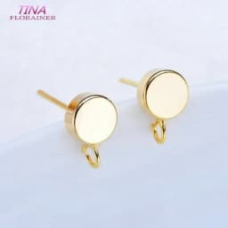 6MM 14K Gold Color Plated Brass Round Stud Earrings High Quality Jewelry Making Supplies Diy Accessories