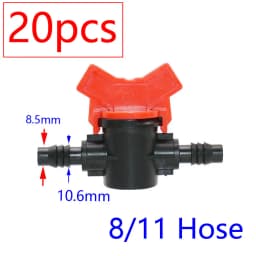 20pcs Drip Irrigation Mini Valve 4/7 3/8/10/12/16/20 /25mm Pipe Garden Tap 1/2" 3/4" Male Thread Water Hose Barb Connector