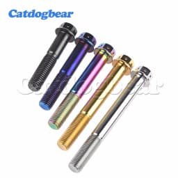 Catdogbear 4PCS M10 Titanium Bolt 20 25 30 35 40 45 50 55 60 65 70 75 80 85 90mmmm Flange Hex Head Screw for Bicycle Refitted