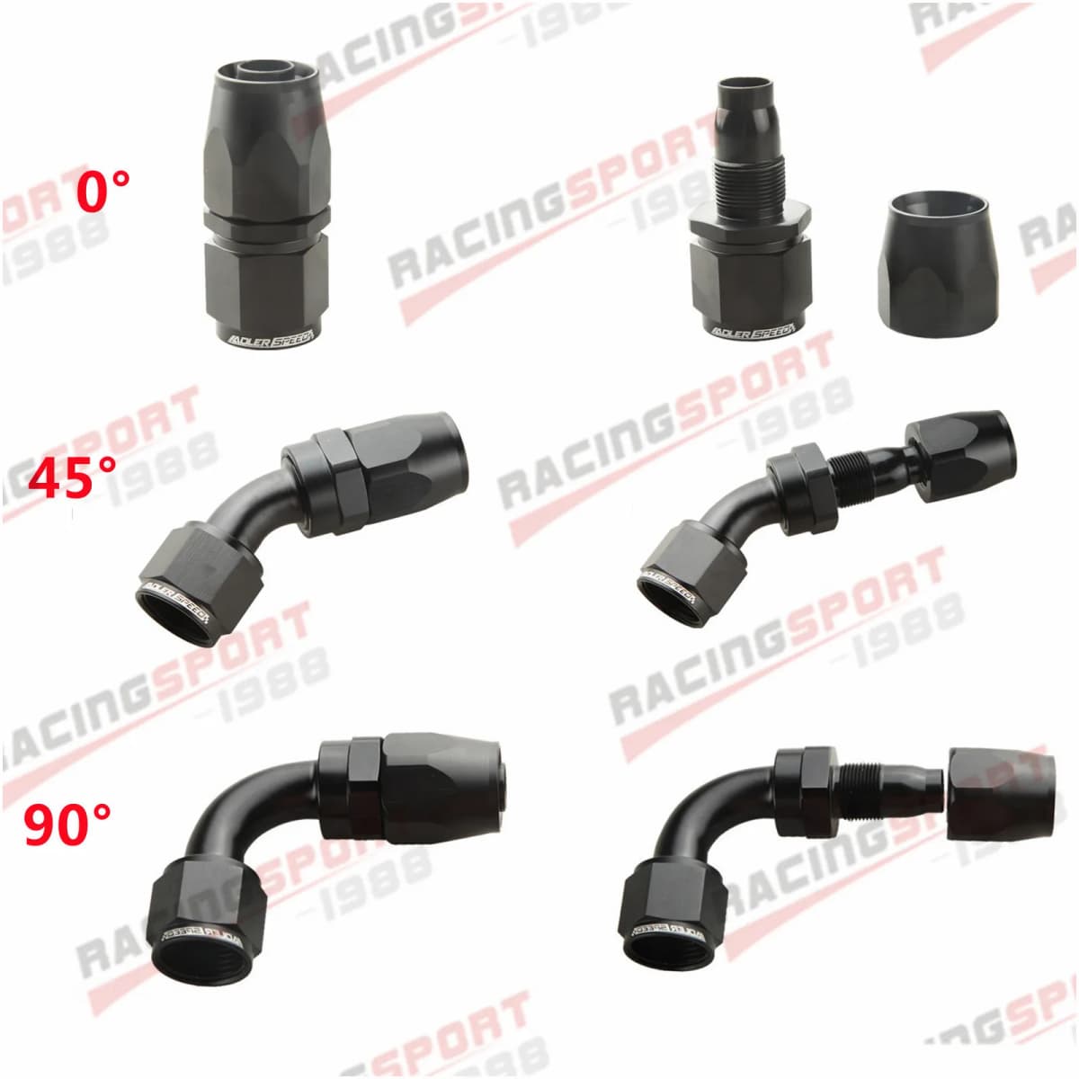 AN4 AN6 AN8 AN10 AN12 AN16 AN20 Straight 0°/45°/90° Degree Swivel Oil Fuel Line Hose End Fitting Adaptor Black