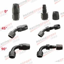 AN4 AN6 AN8 AN10 AN12 AN16 AN20 Straight 0°/45°/90° Degree Swivel Oil Fuel Line Hose End Fitting Adaptor Black