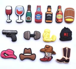 PVC Shoe Decoration Buckle Charms accessories beer bottles hat cup wine dumbbell for clog sandals Bracelets kids birthday Gifts
