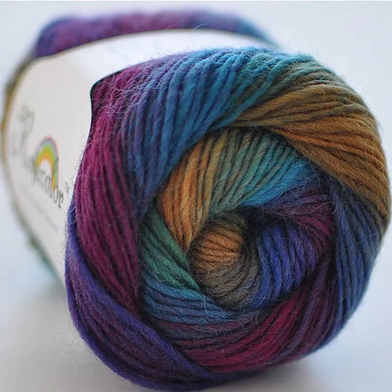 100% Wool Yarn Rainbow Color for Hand Knitting Crochet Plush Thickness Lanas Thread DIY Soft Scarf Shawl Sweater