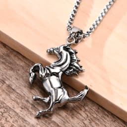 Vnox Men Horse Necklace, Rock Punk Stainless Steel Racehorse Pendant, Statement Male Lucky Collar Jewelry